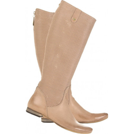 Brązowe kozaki Lafemmeshoes w stylu casual na zamek z płaską podeszwą