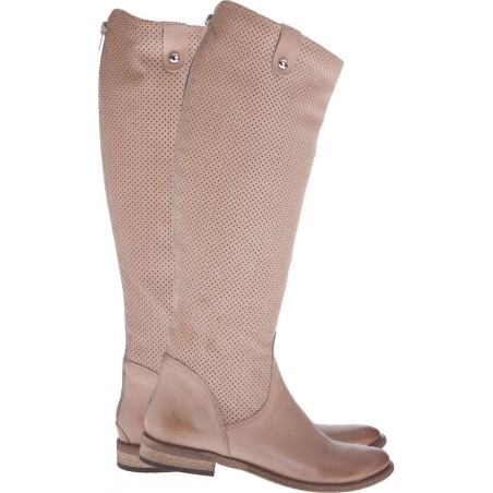 Brązowe kozaki Lafemmeshoes w stylu casual przed kolano na zamek