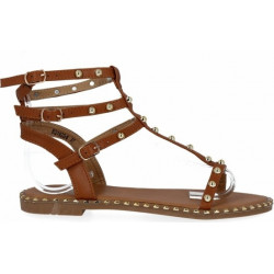 Brązowe sandały Bellicy z klamrami ze skóry ekologicznej w stylu casual