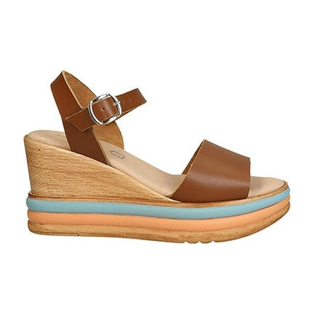 Brązowe sandały Lasocki ze skóry w stylu casual z klamrami
