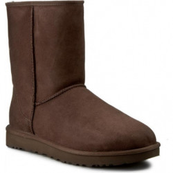 Brązowe śniegowce UGG Australia z płaską podeszwą ze skóry