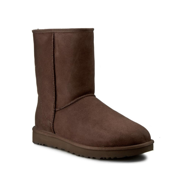 Brązowe śniegowce UGG Australia z płaską podeszwą ze skóry