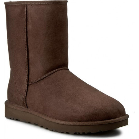 Brązowe śniegowce UGG Australia z płaską podeszwą ze skóry