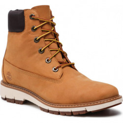 Brązowe trapery damskie Timberland sznurowane z płaską podeszwą z nubuku