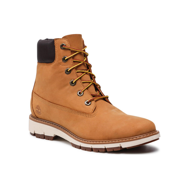 Brązowe trapery damskie Timberland sznurowane z płaską podeszwą z nubuku