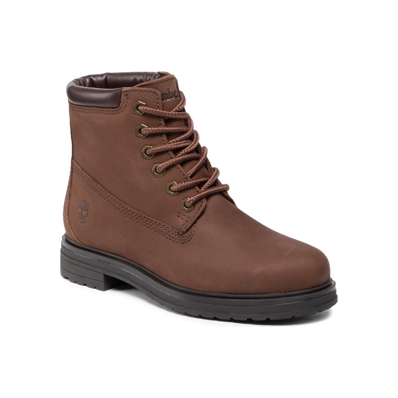 Brązowe trapery damskie Timberland z nubuku z płaską podeszwą