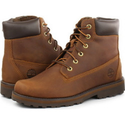 Brązowe trapery damskie Timberland z płaską podeszwą