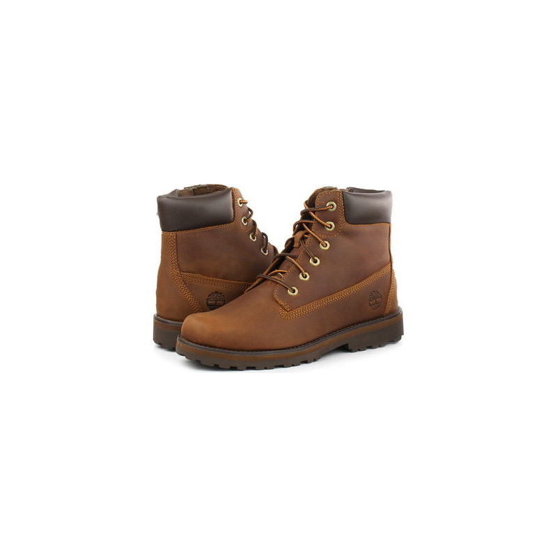 Brązowe trapery damskie Timberland z płaską podeszwą