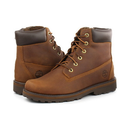 Brązowe trapery damskie Timberland z płaską podeszwą