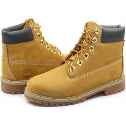 Brązowe trapery damskie Timberland z płaską podeszwą ze skóry