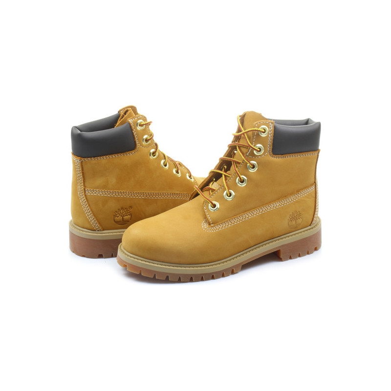 Brązowe trapery damskie Timberland z płaską podeszwą ze skóry