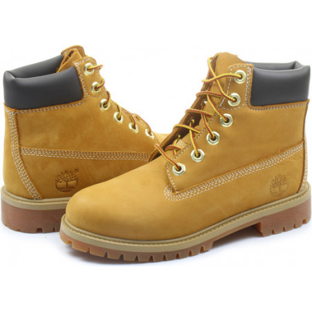 Brązowe trapery damskie Timberland z płaską podeszwą ze skóry