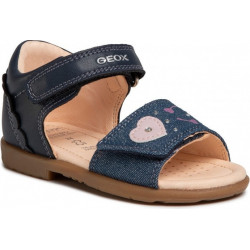Buty dziecięce letnie Geox w kwiatki ze skóry