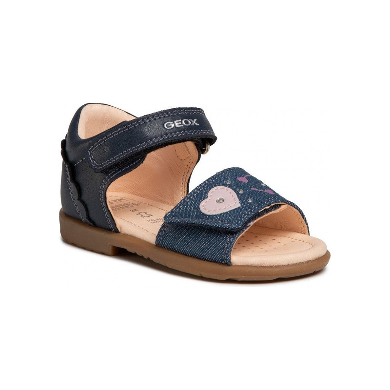 Buty dziecięce letnie Geox w kwiatki ze skóry
