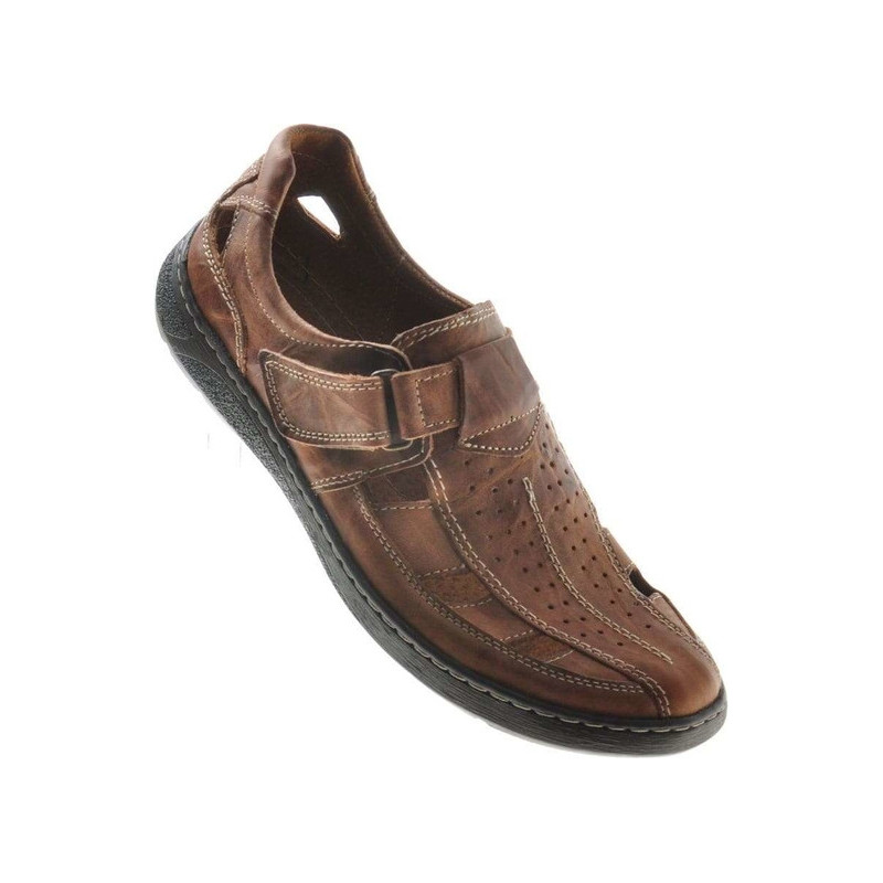 Buty letnie męskie Pantofelek24 ze skóry na rzepy