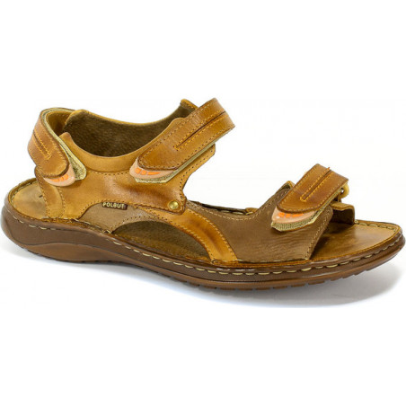 Buty letnie męskie Polbut ze skóry na rzepy