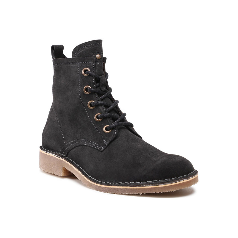 Buty zimowe FLY London sznurowane w stylu casual ze skóry