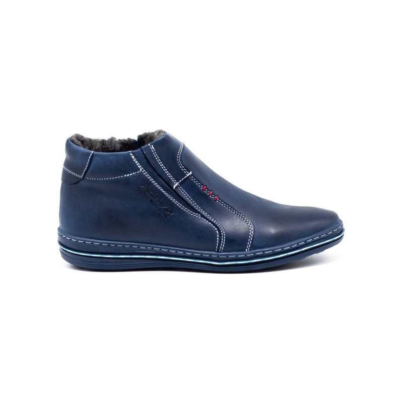 Buty zimowe Polbut na zamek ze skóry w stylu casual