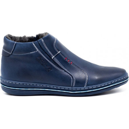 Buty zimowe Polbut na zamek ze skóry w stylu casual