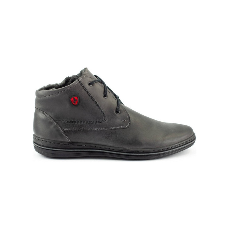 Buty zimowe Polbut sznurowane ze skóry