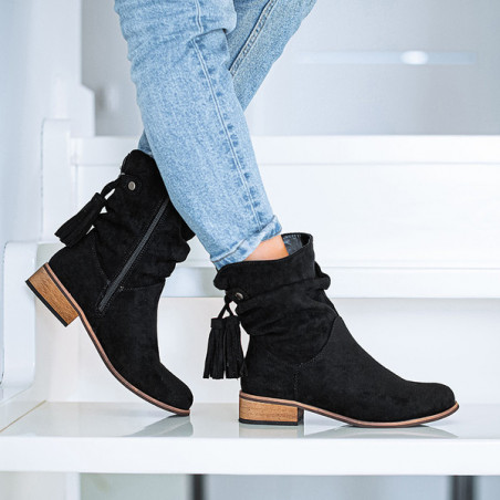 Botki sklep-szpilka24 z płaską podeszwą na zamek w stylu casual