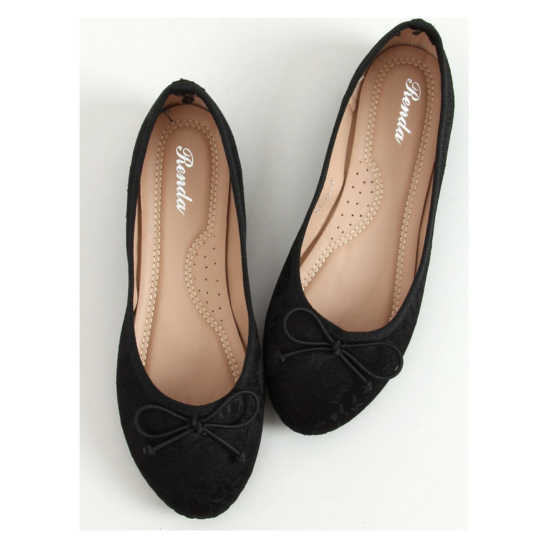 Czarne baleriny Buty Damskie z tkaniny w stylu casual