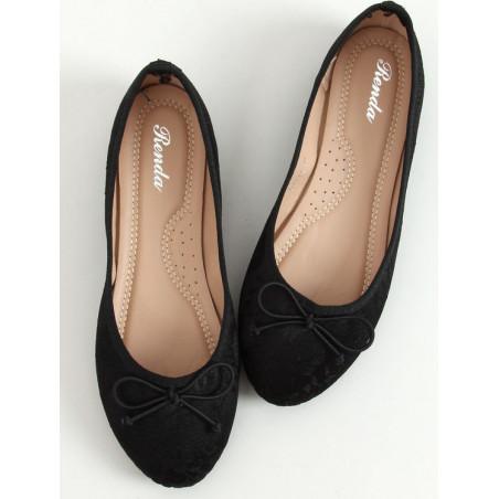 Czarne baleriny Buty Damskie z tkaniny w stylu casual