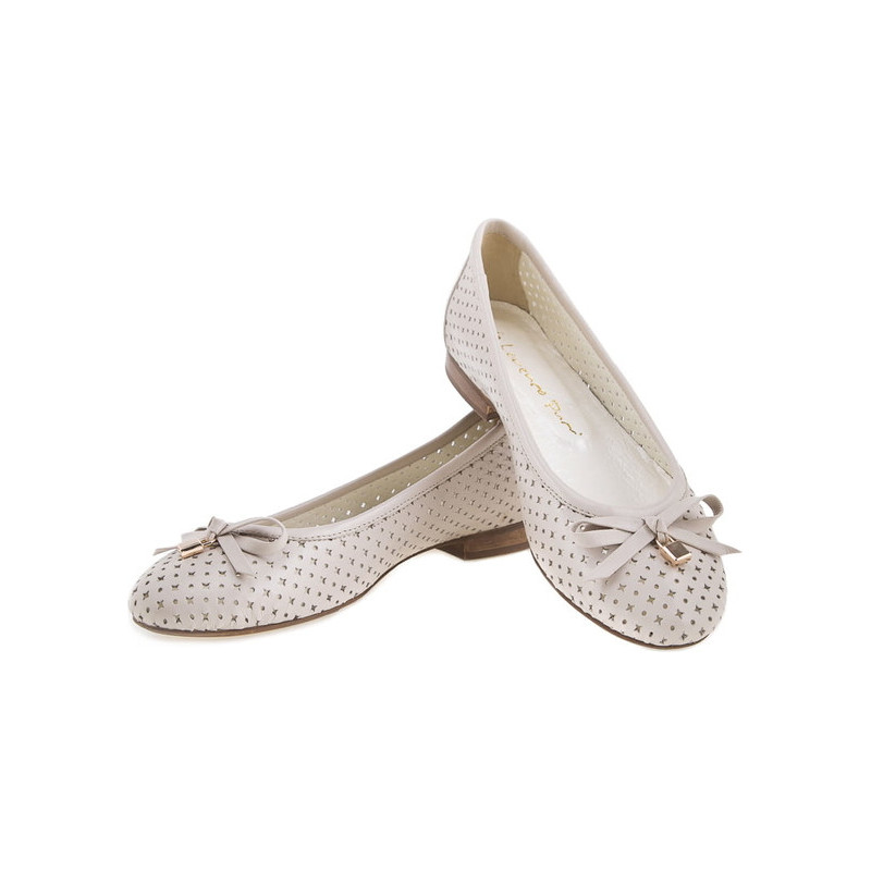 Baleriny Lafemmeshoes z płaską podeszwą ze skóry