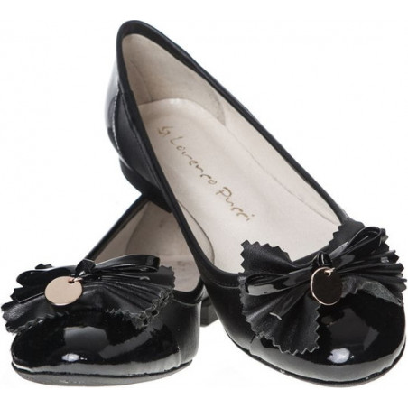 Czarne baleriny Lafemmeshoes ze skóry w stylu glamour
