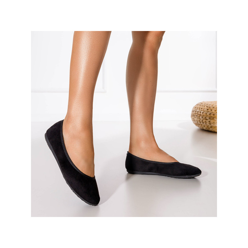 Czarne baleriny Royalfashion.pl w stylu casual z zamszu