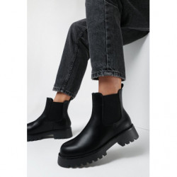 Czarne botki born2be z płaską podeszwą w stylu casual