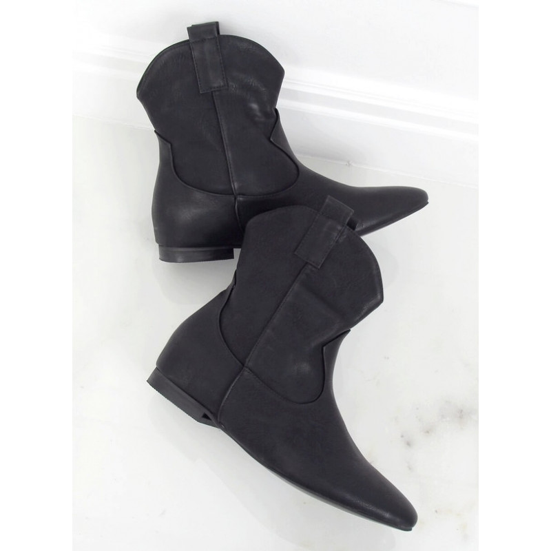 Czarne botki Buty Damskie w stylu casual