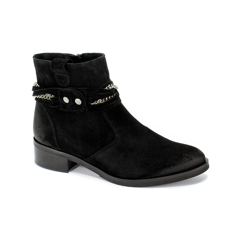Czarne botki CheBello z weluru w stylu casual na zamek