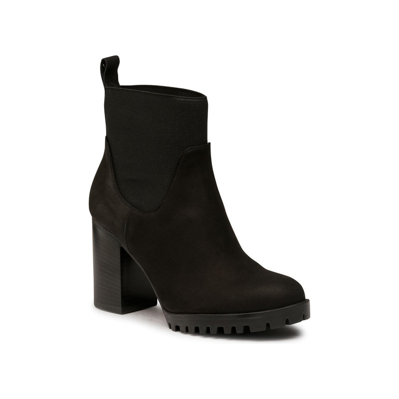 Czarne botki eobuwie.pl na obcasie na zamek