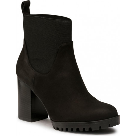 Czarne botki eobuwie.pl na obcasie na zamek