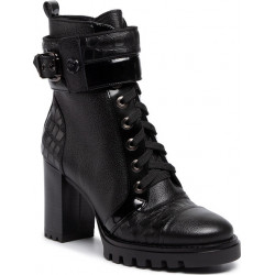 Czarne botki Eva Minge na obcasie sznurowane