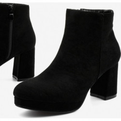 Czarne botki Gemre.com.pl na zamek na obcasie z zamszu