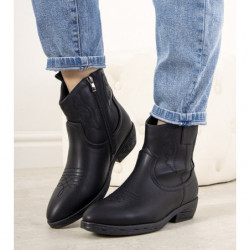 Czarne botki Gemre.com.pl z płaską podeszwą na zamek