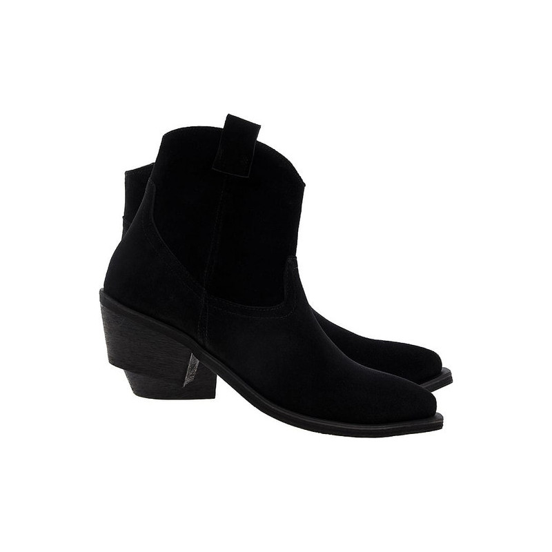 Czarne botki Lafemmeshoes na obcasie na zamek ze skóry