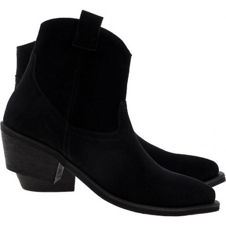 Czarne botki Lafemmeshoes na obcasie na zamek ze skóry