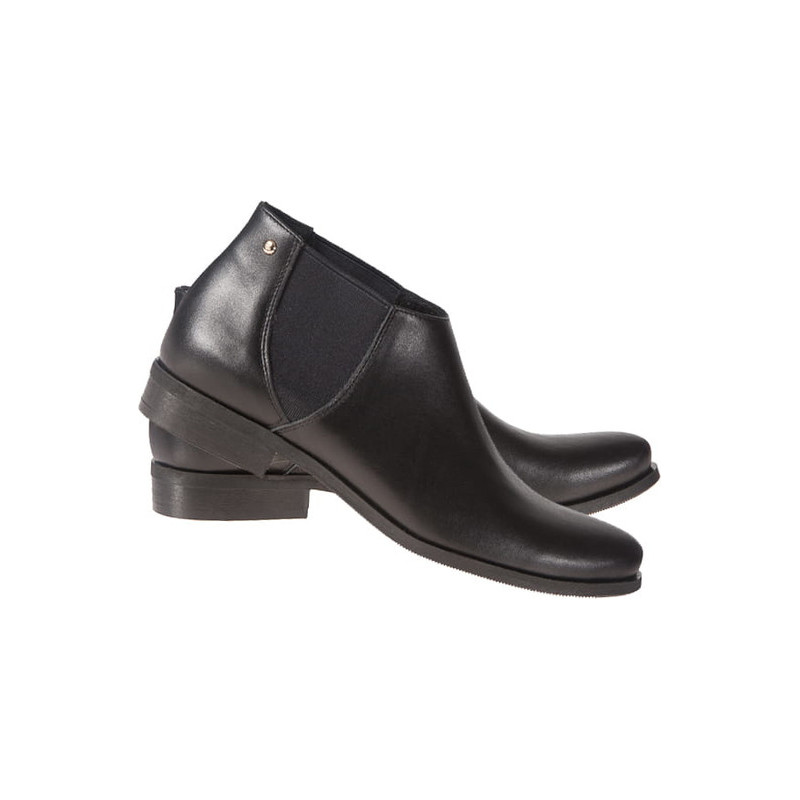 Czarne botki Lafemmeshoes w stylu casual z płaską podeszwą ze skóry