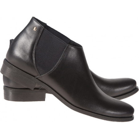 Czarne botki Lafemmeshoes w stylu casual z płaską podeszwą ze skóry