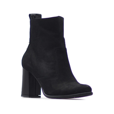 Czarne botki Lamanti na słupku w stylu klasycznym na zamek