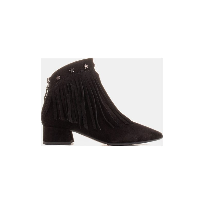 Czarne botki Marco Shoes w stylu boho z zamszu