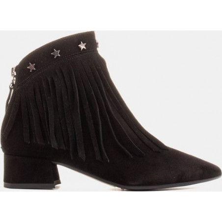 Czarne botki Marco Shoes w stylu boho z zamszu