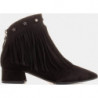 Czarne botki Marco Shoes w stylu boho z zamszu
