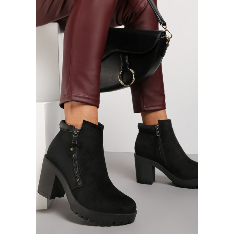Czarne botki Renee na obcasie na zamek