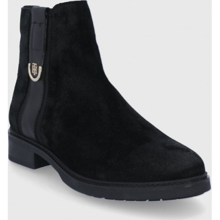 Czarne botki Tommy Hilfiger z zamszu