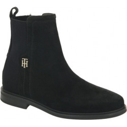 Czarne botki Tommy Hilfiger ze skóry