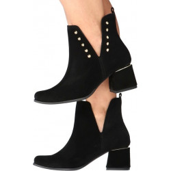 Czarne botki Tymoteo z zamszu na zamek na obcasie